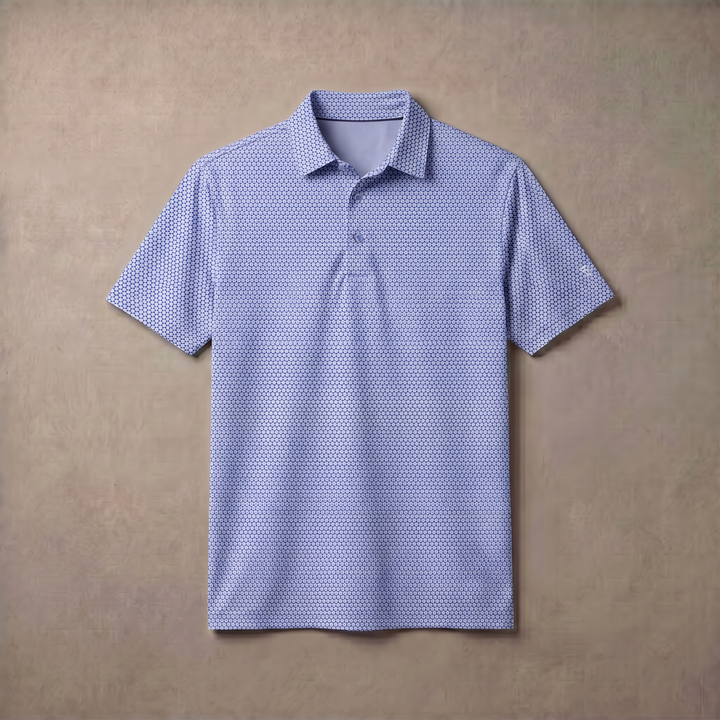 Mens Lightweight Jacquard Polo Shirt With Contrast Inside Collar And Placket