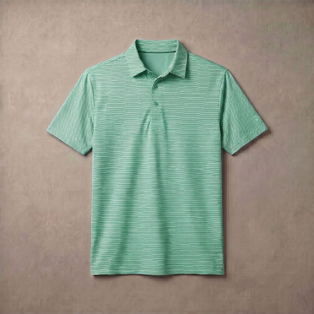 Mens Lightweight Jacquard Polo Shirt With Contrast Inside Collar And Placket