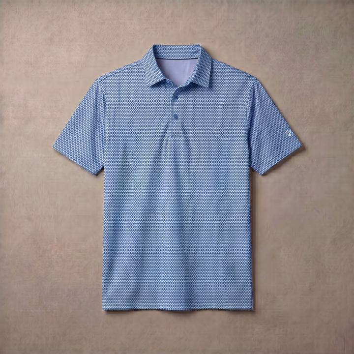 Mens Lightweight Jacquard Polo Shirt With Contrast Inside Collar And Placket