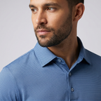 Mens Lightweight Jacquard Polo Shirt With Contrast Inside Collar And Placket