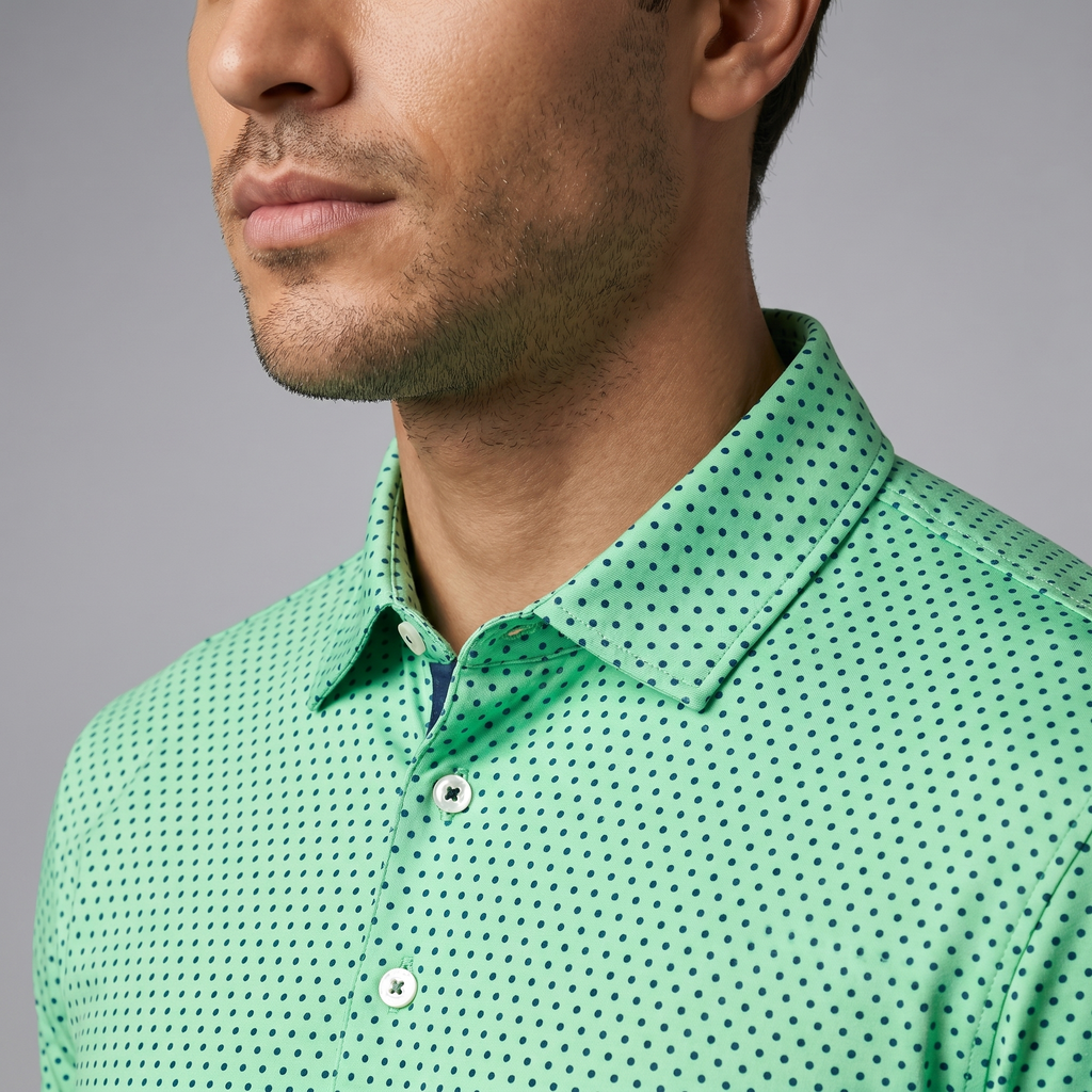 Mens Lightweight Polyester Spandex Golf Polo Moisture Wicking Quick Dry Shirt