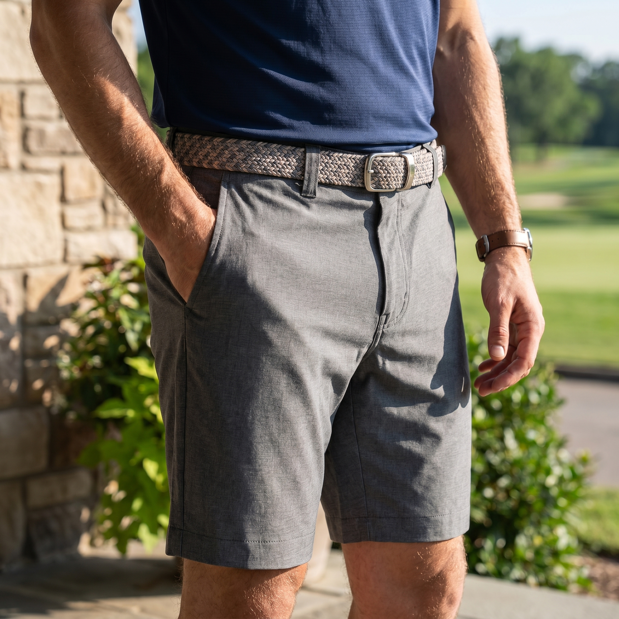 Men's Heathered Performance Golf Shorts With Stretch Fit Moisture Wicking