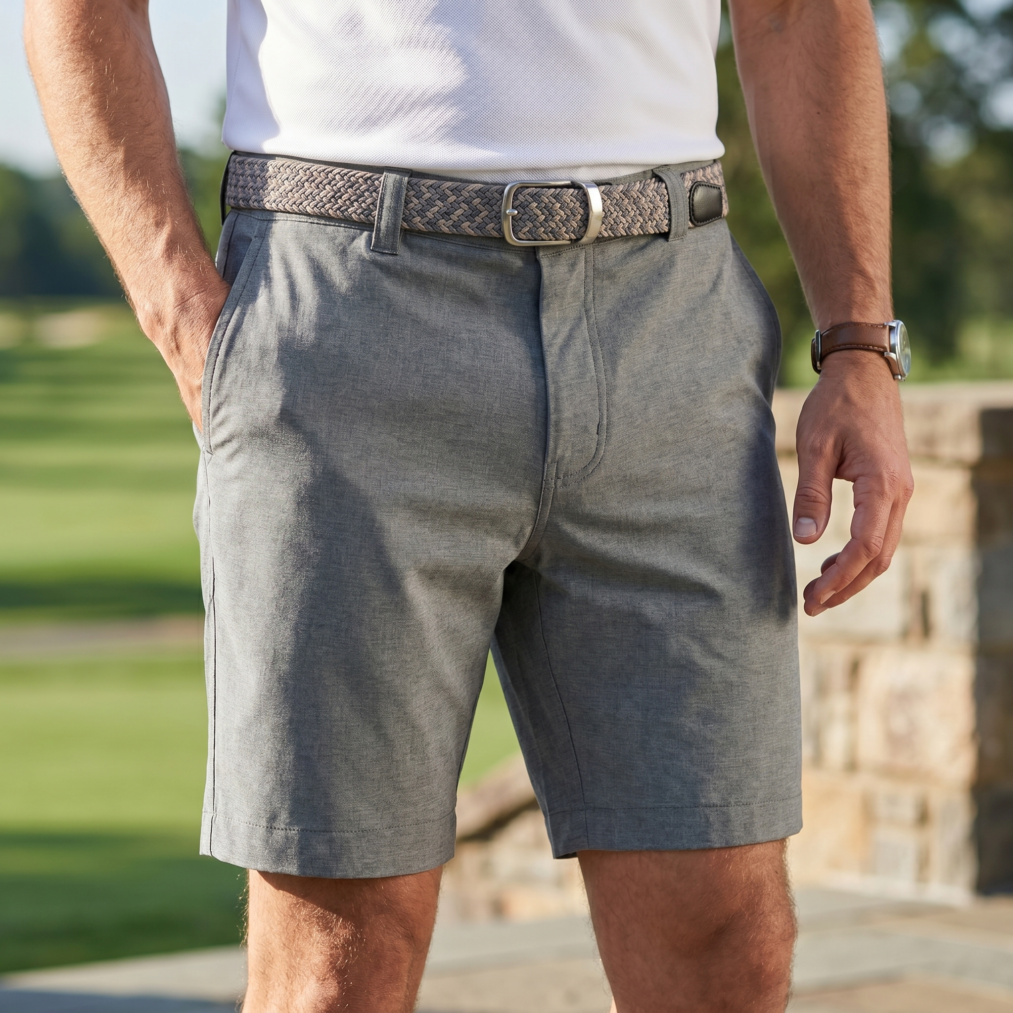 Men's Heathered Performance Golf Shorts With Stretch Fit Moisture Wicking