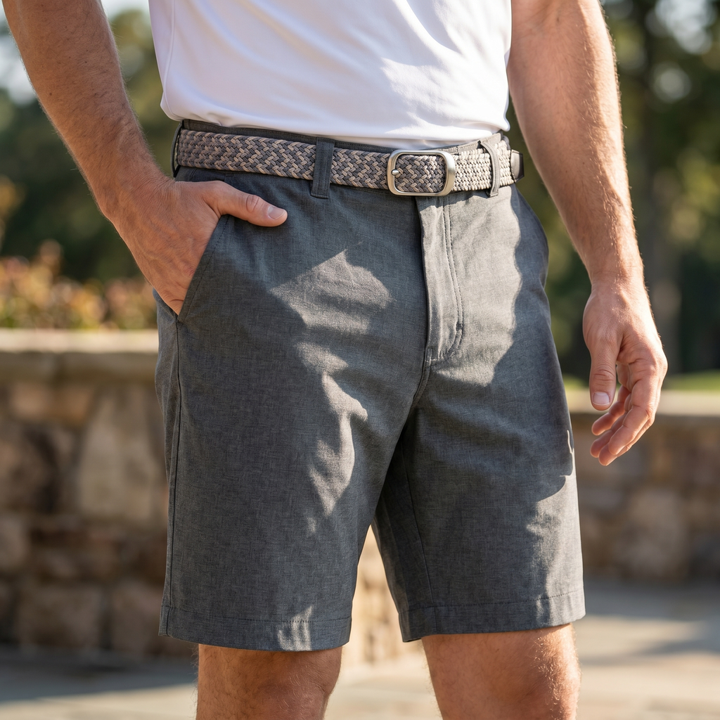 Men's Heathered Performance Golf Shorts With Stretch Fit Moisture Wicking