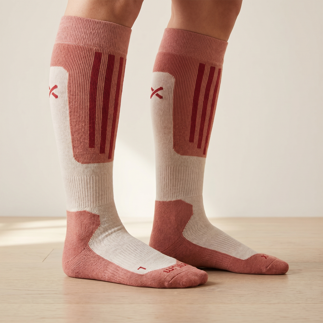 Unisex Merino Wool Ski Socks With Arch Support And Shin Padding For Multi Thickness