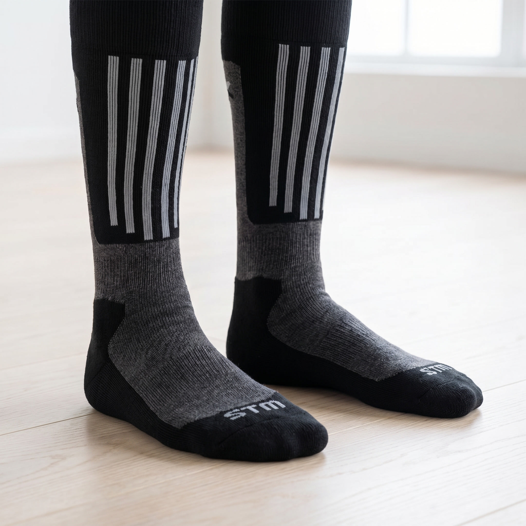 Unisex Merino Wool Ski Socks With Arch Support And Shin Padding For Multi Thickness Winter Comfort