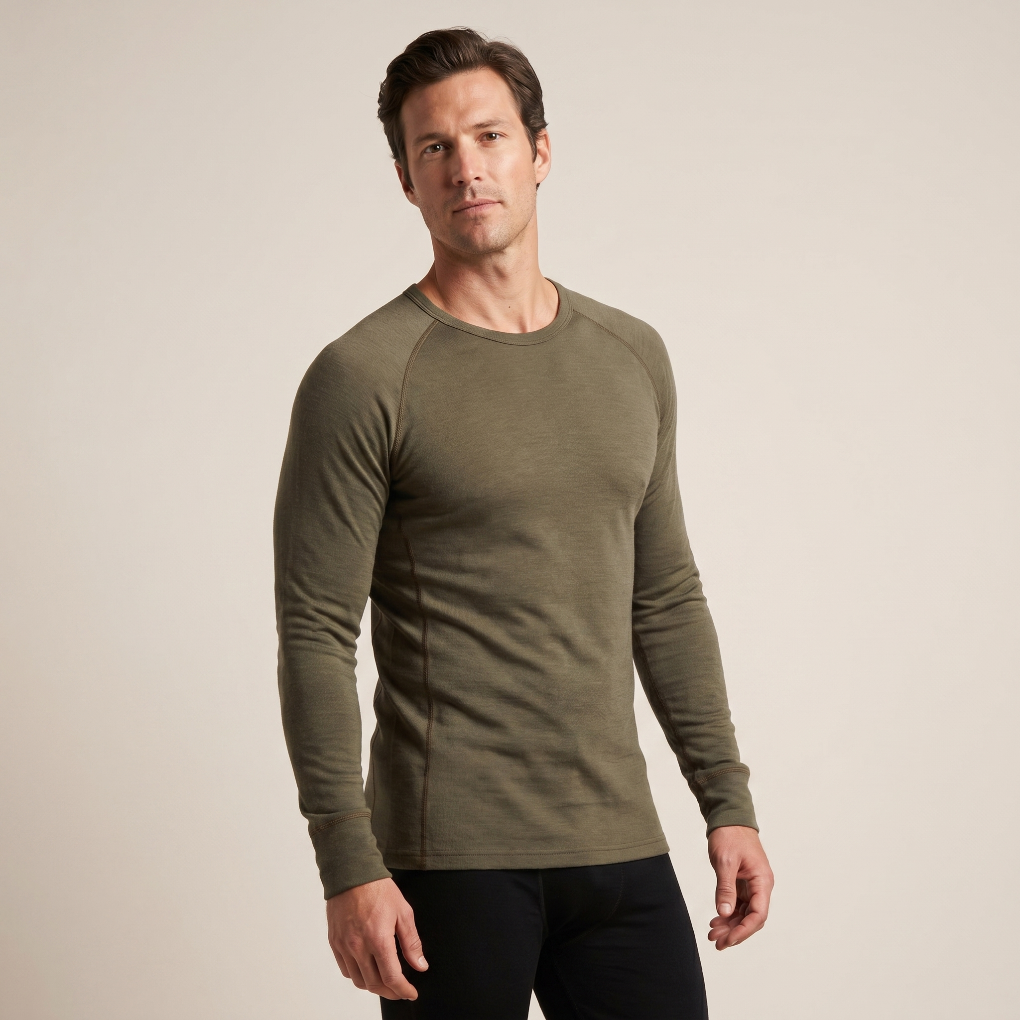 Mens Merino Wool Thermal Long Sleeve Top Base Layer For All Seasons