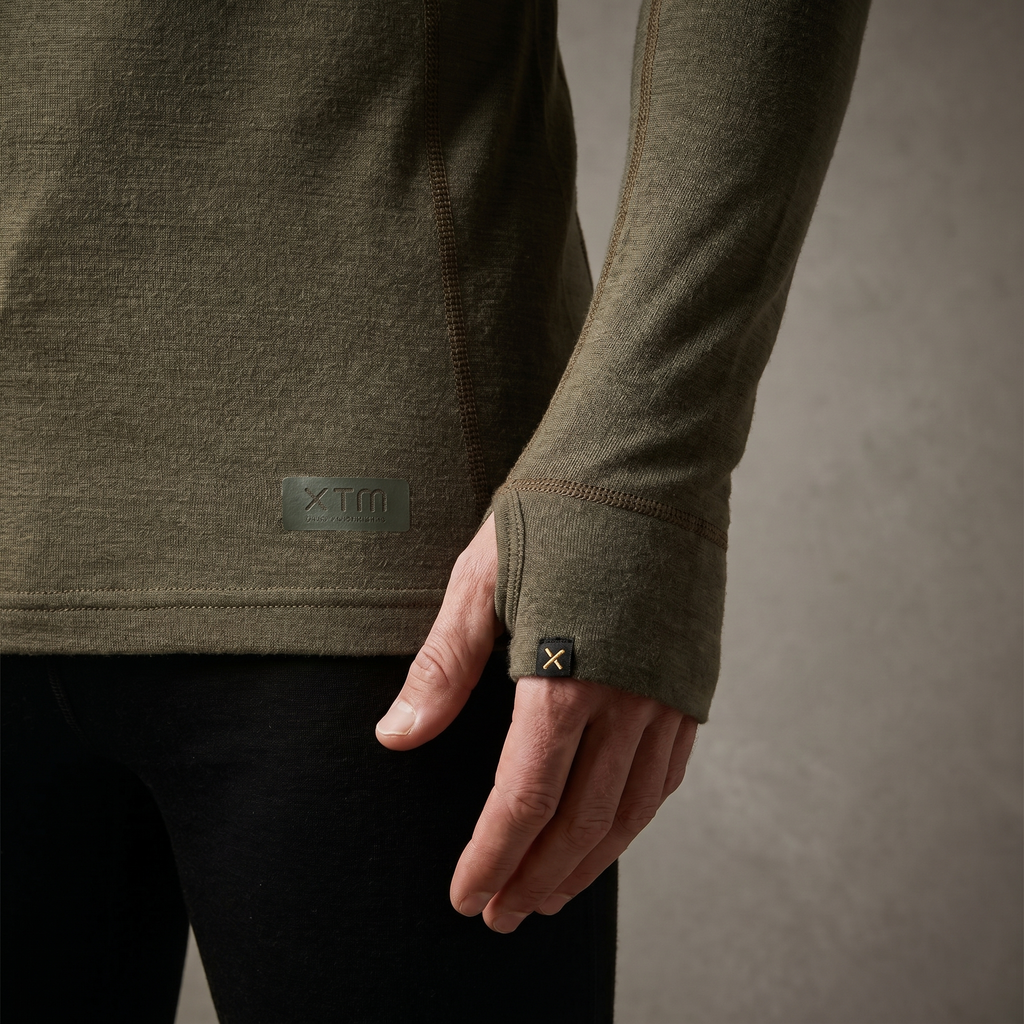 Mens Merino Wool Thermal Long Sleeve Top Base Layer For All Seasons
