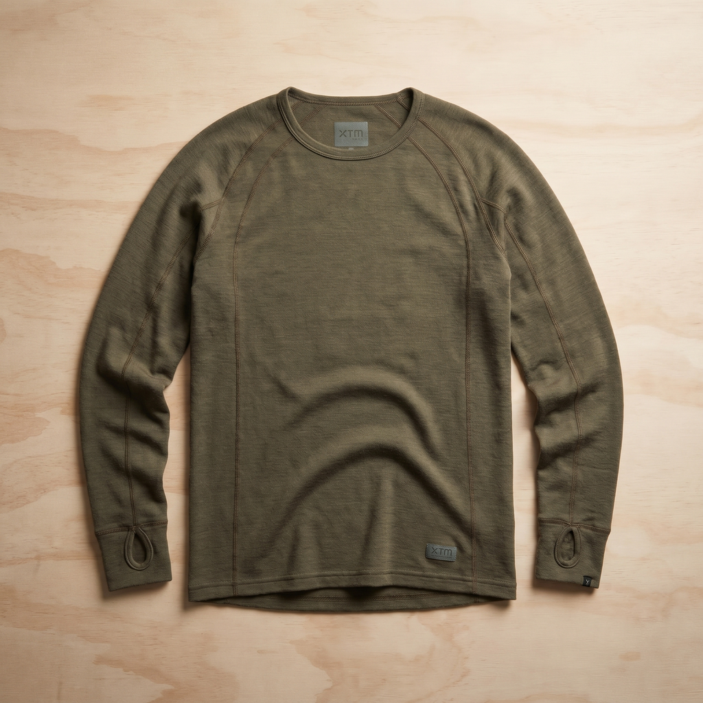 Mens Merino Wool Thermal Long Sleeve Top Base Layer For All Seasons