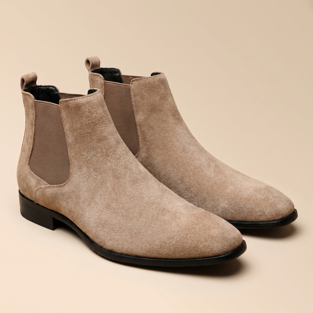 Mens Premium Leather Chelsea Boots Slip On Dress Shoes Comfortable