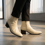 Men's Synthetic Leather High Top Chelsea Boots With Side Zipper