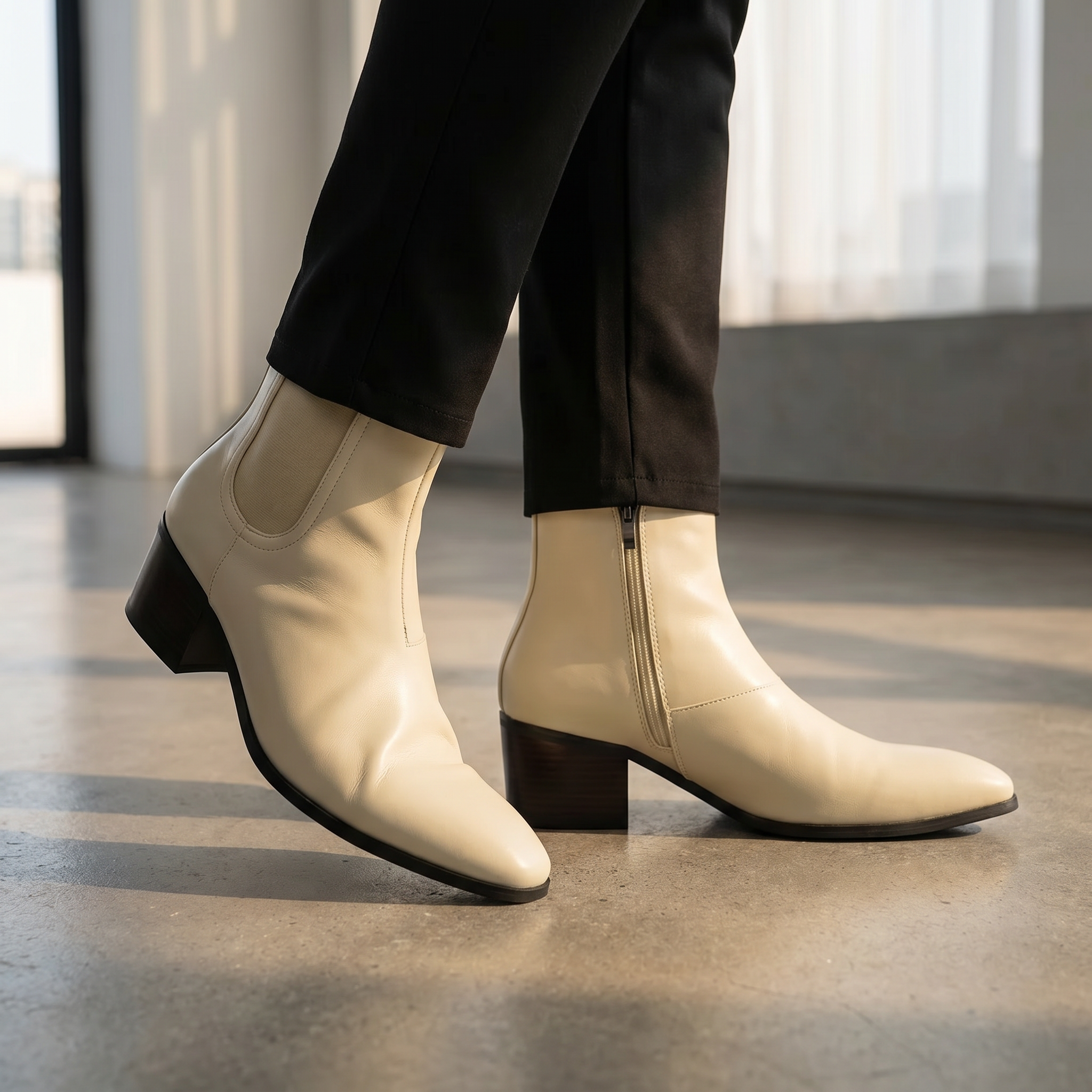 Men's Synthetic Leather High Top Chelsea Boots With Side Zipper