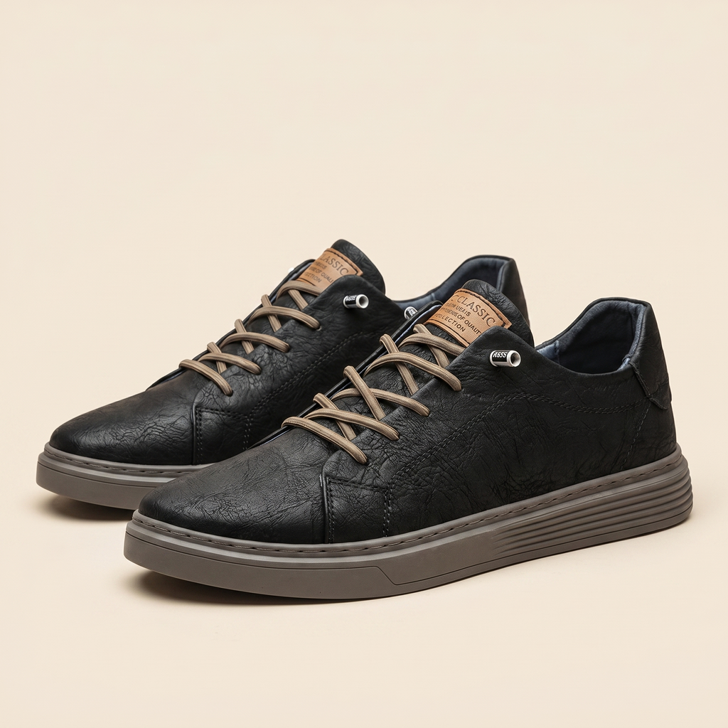 Men's Genuine Leather Sneakers | Comfortable Lightweight Casual Trainers
