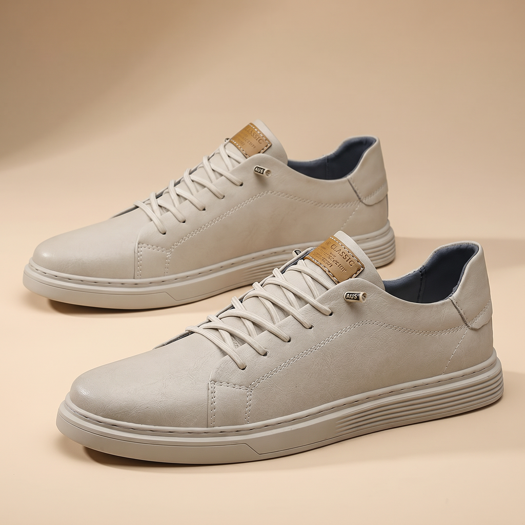 Men's Genuine Leather Sneakers | Comfortable Lightweight Casual Trainers