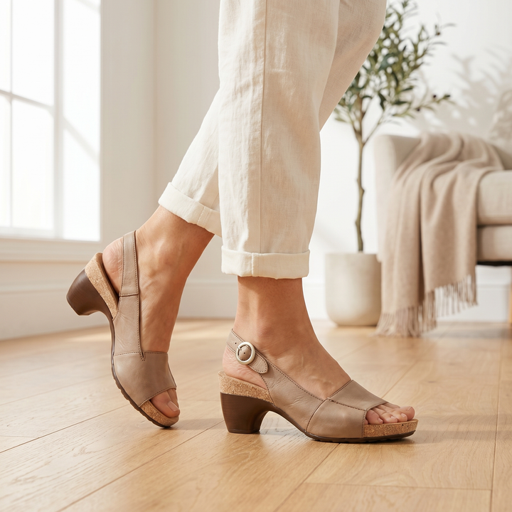 Women's Leather Slingback Sandals | Stylish Comfortable Low Heel Footwear