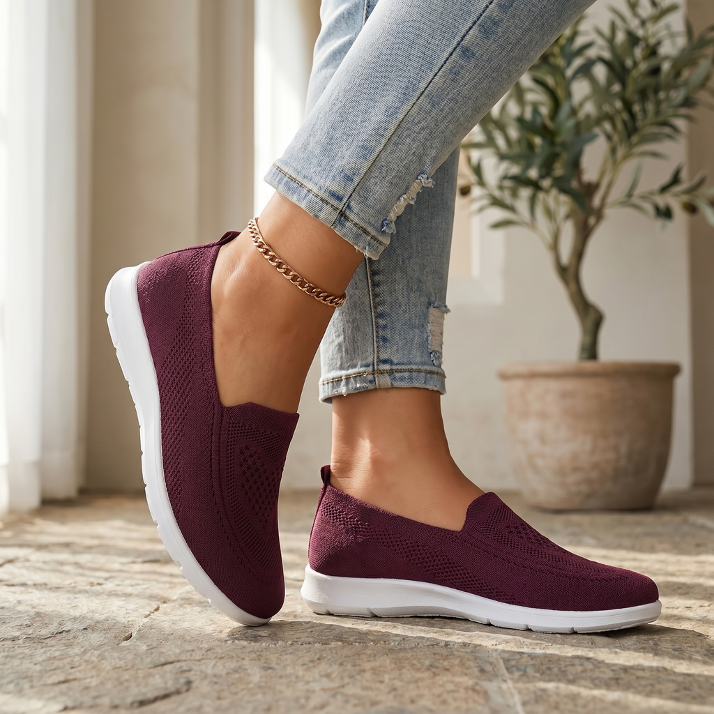 Women's Breathable Knit Sneakers | Comfortable Slip-On Walking Shoes