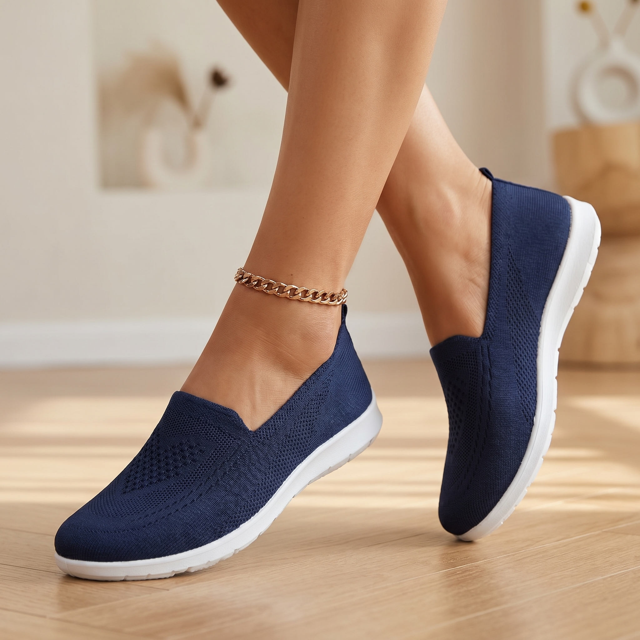 Women's Breathable Knit Sneakers | Comfortable Slip-On Walking Shoes