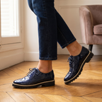 Women's Polished Patent Leather Brogue Shoes Oxford Style Elegant Footwear