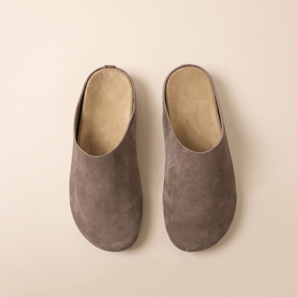 Womens Soft Cowhide Suede Clogs Comfortable Slip On Footwear