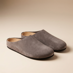 Womens Soft Cowhide Suede Clogs Comfortable Slip On Footwear