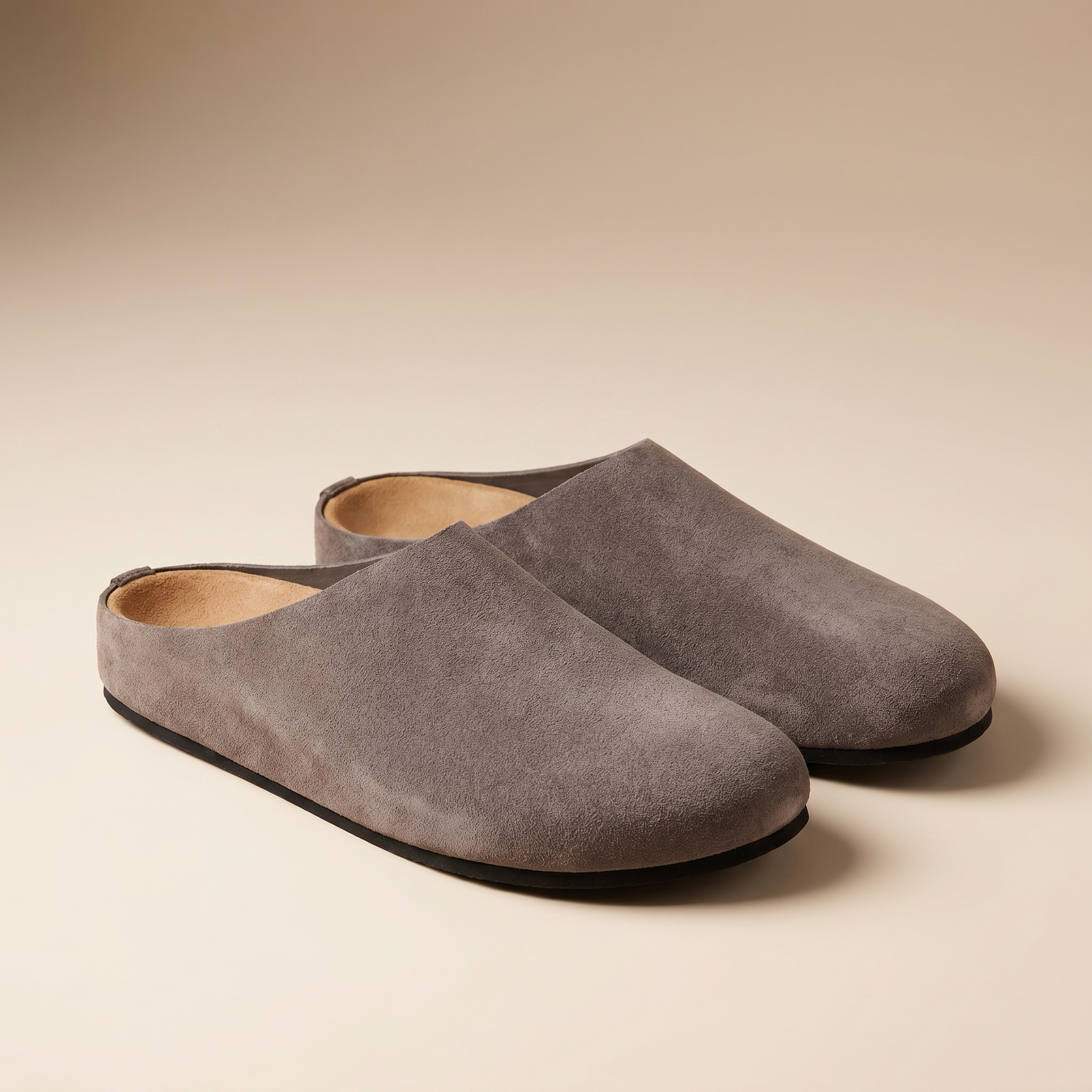 Womens Soft Cowhide Suede Clogs Comfortable Slip On Footwear
