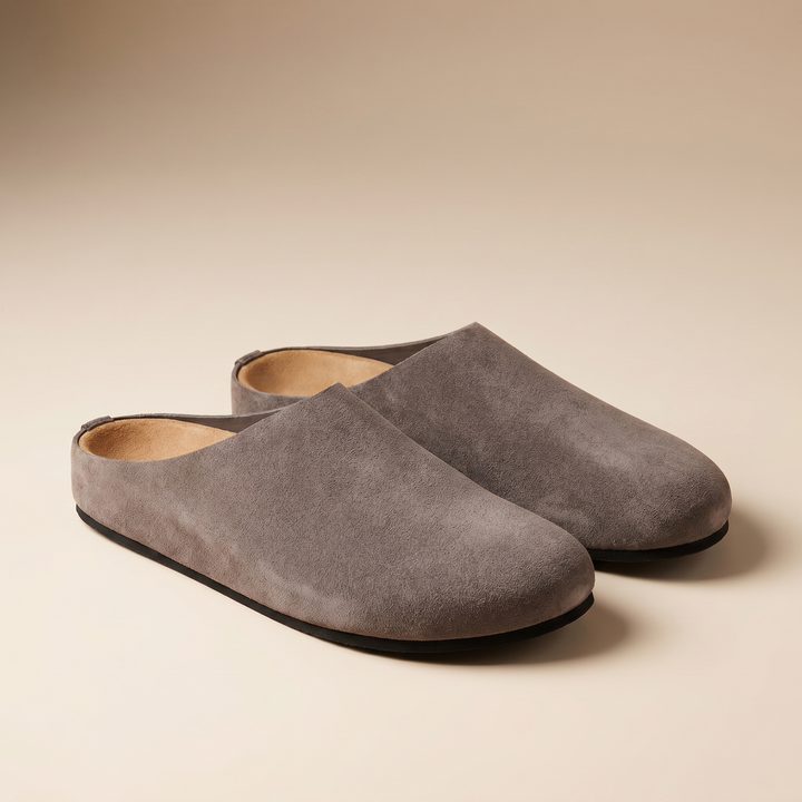 Womens Soft Cowhide Suede Clogs Comfortable Slip On Footwear