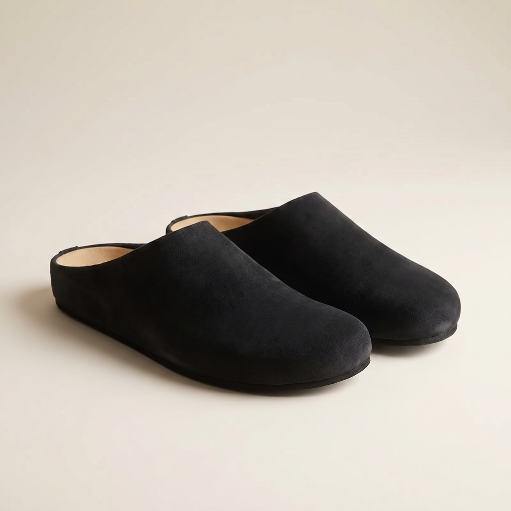 Womens Soft Cowhide Suede Clogs Comfortable Slip On Footwear
