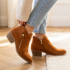 Women's Suede Block Heel Boots With Arch Support