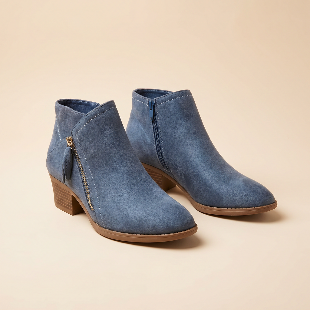 Women's Suede Block Heel Boots With Arch Support