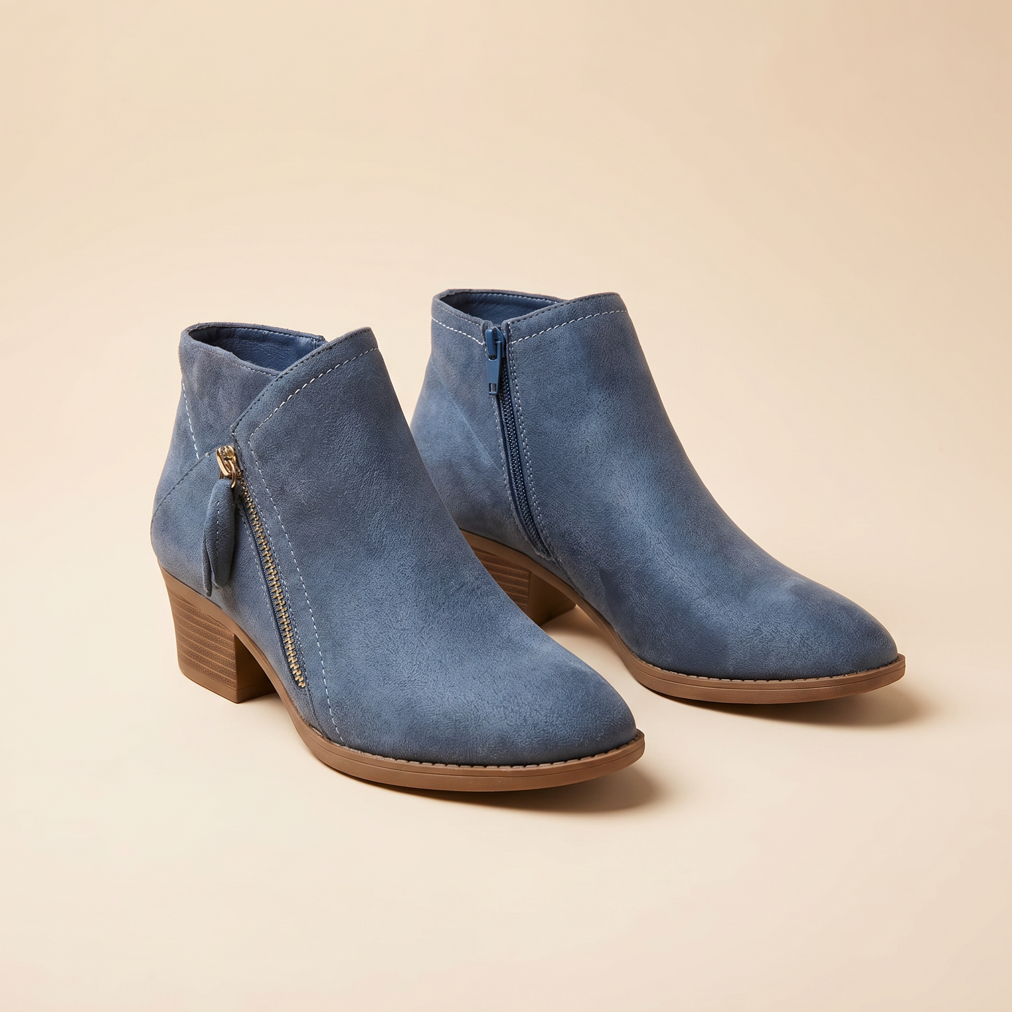 Women's Suede Block Heel Boots With Arch Support