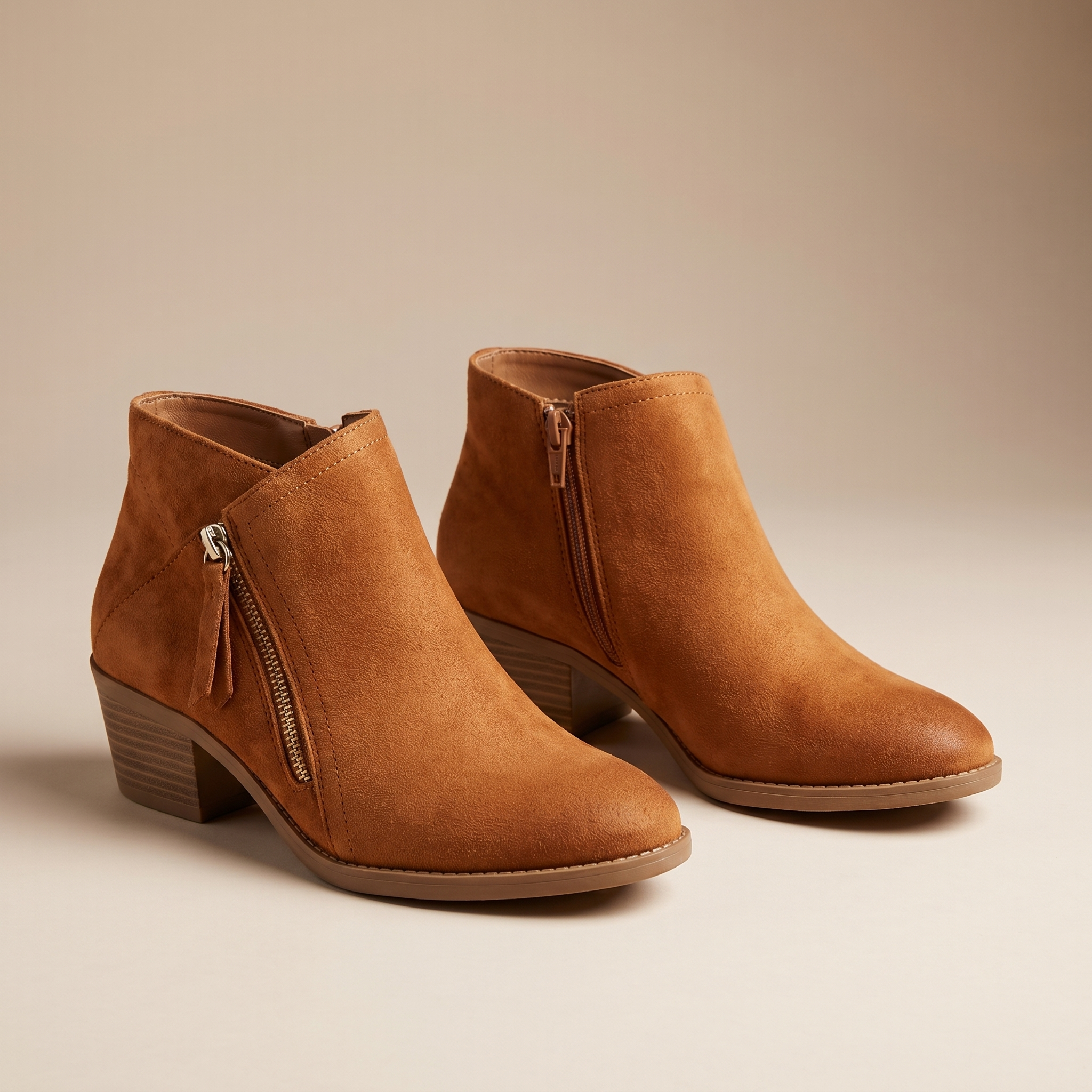 Women's Suede Block Heel Boots With Arch Support