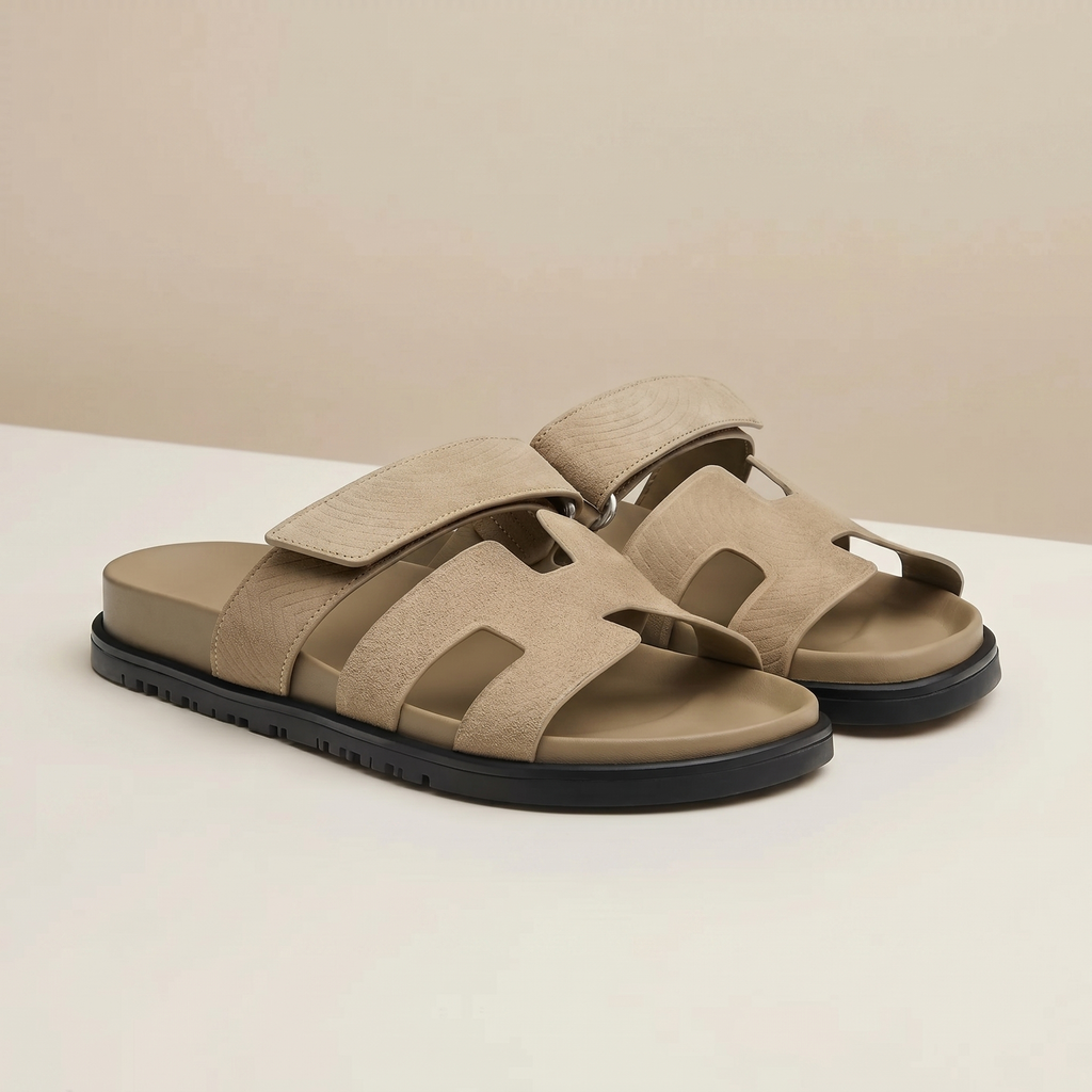 Unisex Adjustable Leather Slide Sandals | Comfortable Casual Footwear