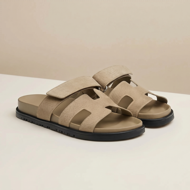 Unisex Adjustable Leather Slide Sandals | Comfortable Casual Footwear