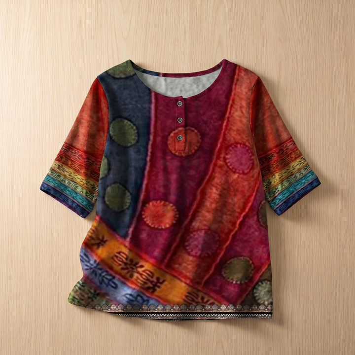 Women's Soft Floral Blouse | Elegant Vintage-Inspired Relaxed Fit Top