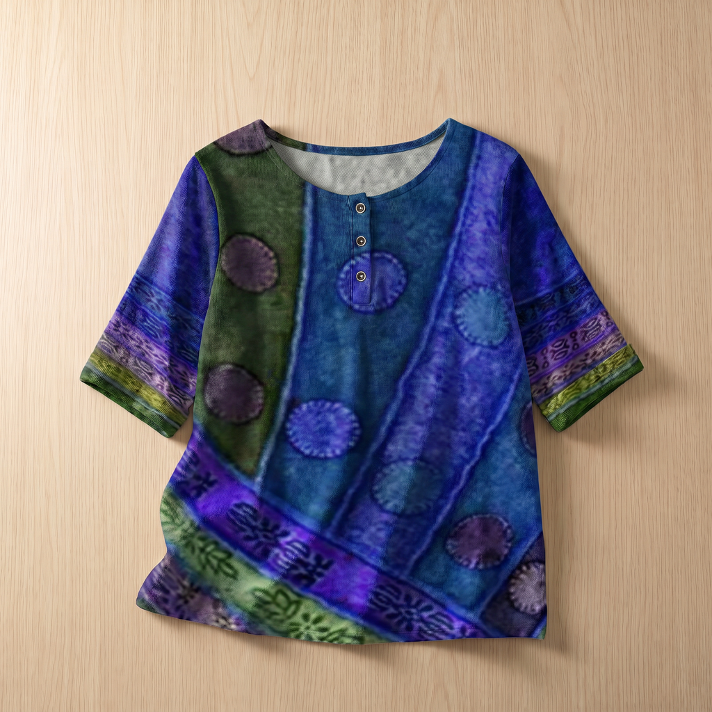 Women's Soft Floral Blouse | Elegant Vintage-Inspired Relaxed Fit Top