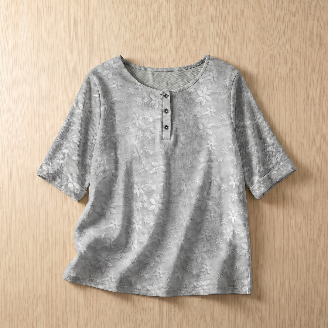 Women's Soft Floral Blouse | Elegant Vintage-Inspired Relaxed Fit Top