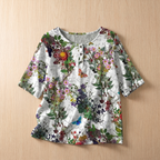 Women's Soft Floral Blouse | Elegant Vintage-Inspired Relaxed Fit Top