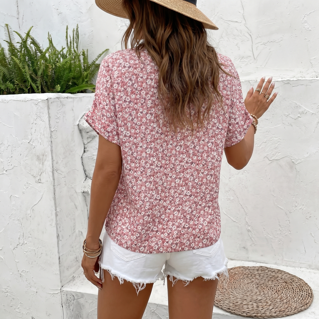 Women's Floral Print Blouse Lightweight Elegant Summer Top Chic