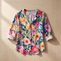 Women's Floral Print Blouse Elegant Lightweight Top Versatile Casual And Formal Wear