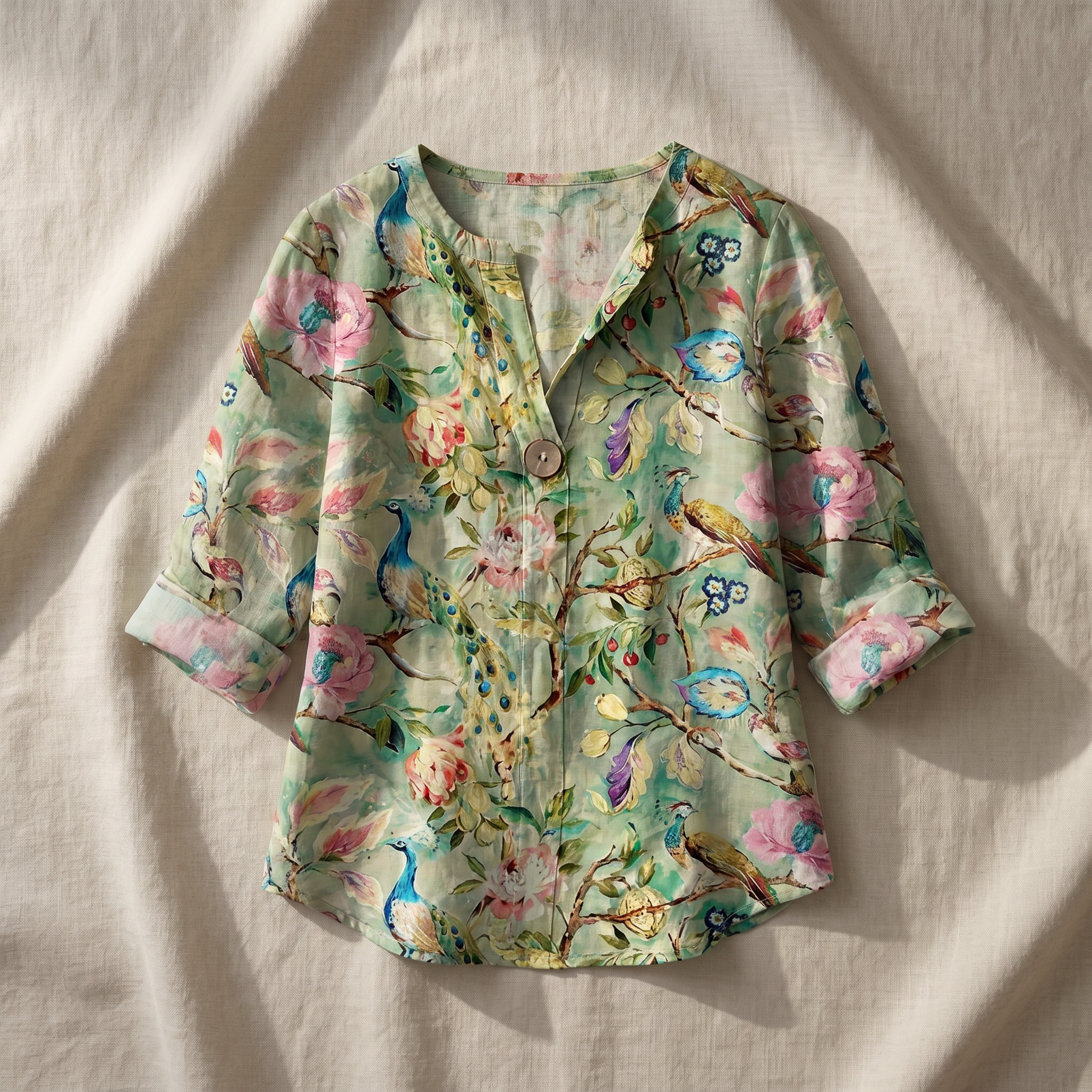 Women's Floral Print Blouse Elegant Lightweight Top Versatile Casual And Formal Wear