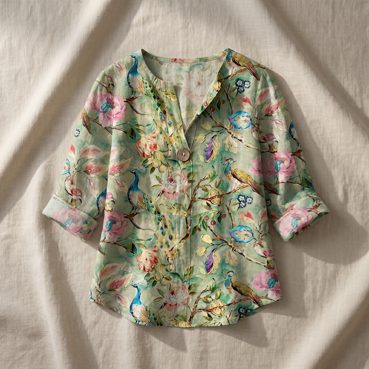 Women's Floral Print Blouse Elegant Lightweight Top Versatile