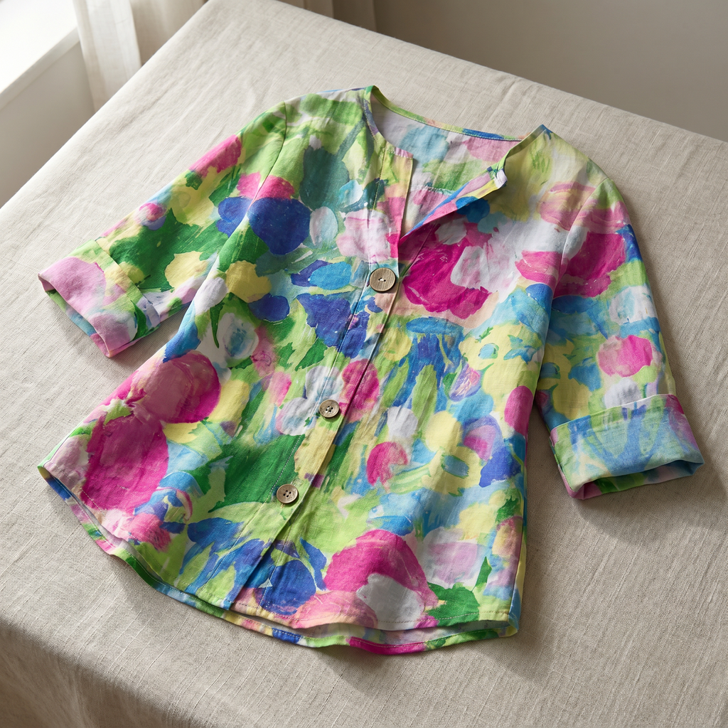Women's Floral Print Blouse Elegant Lightweight Top Versatile Casual And Formal Wear