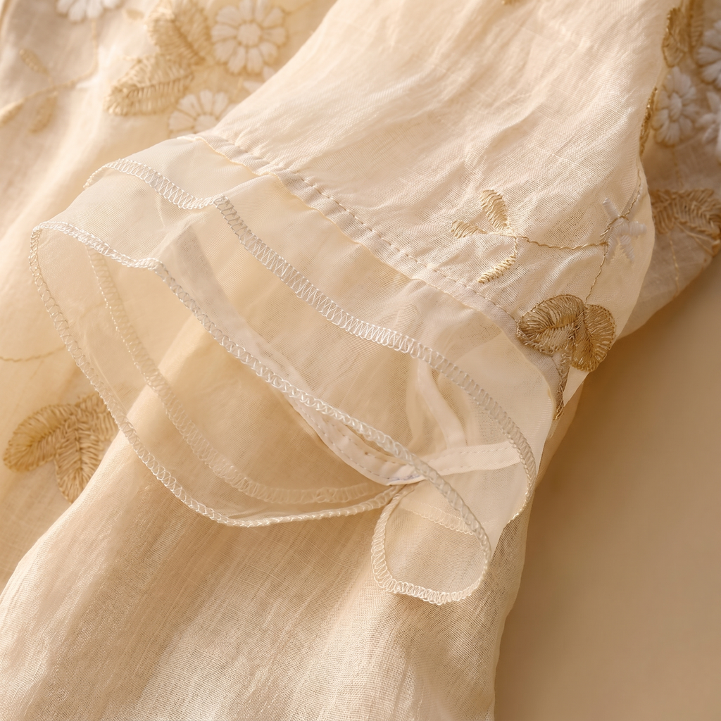 Women's Light Cotton Blouse | Elegant Floral Embroidered Summer Top
