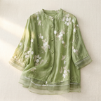 Women's Light Cotton Blouse | Elegant Floral Embroidered Summer Top