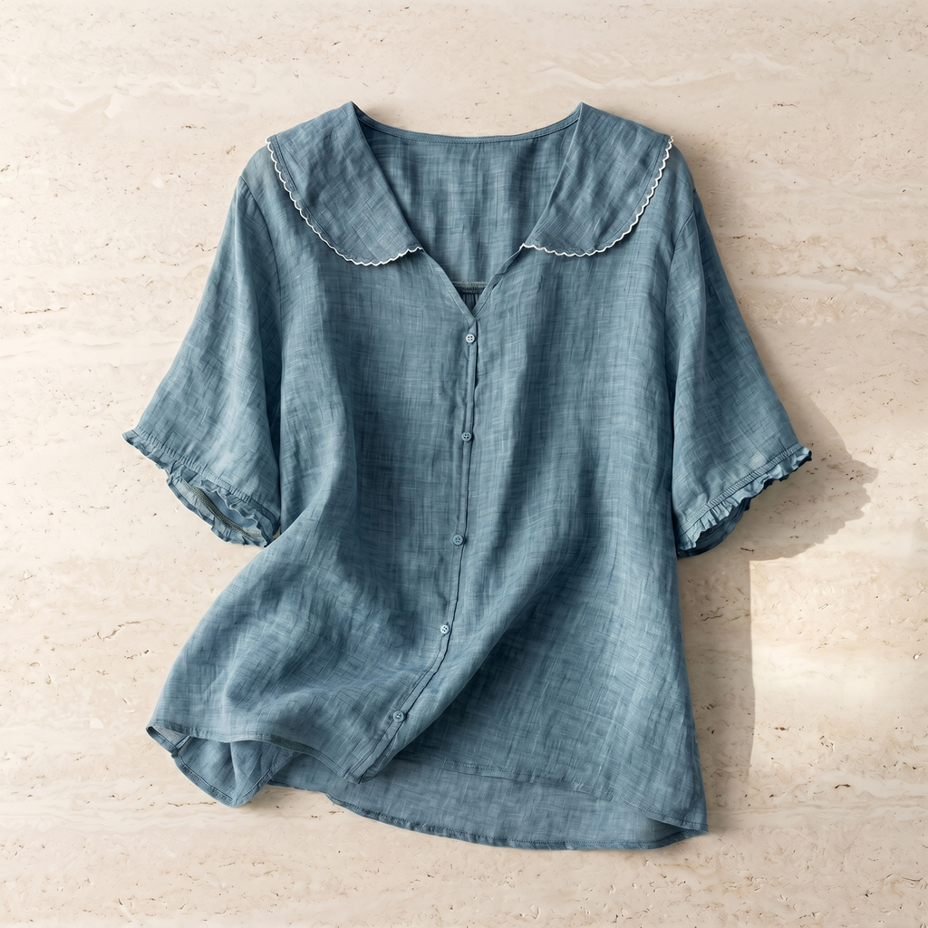 Women's Cotton White Vintage Inspired Long Sleeve Blouse For Timeless Casual Elegance