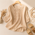 Women's Floral Embroidered Blouse | Relaxed Fit Summer Top