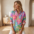 Women's Lightweight Colorful Blouse | Vibrant Playful Print Summer Top
