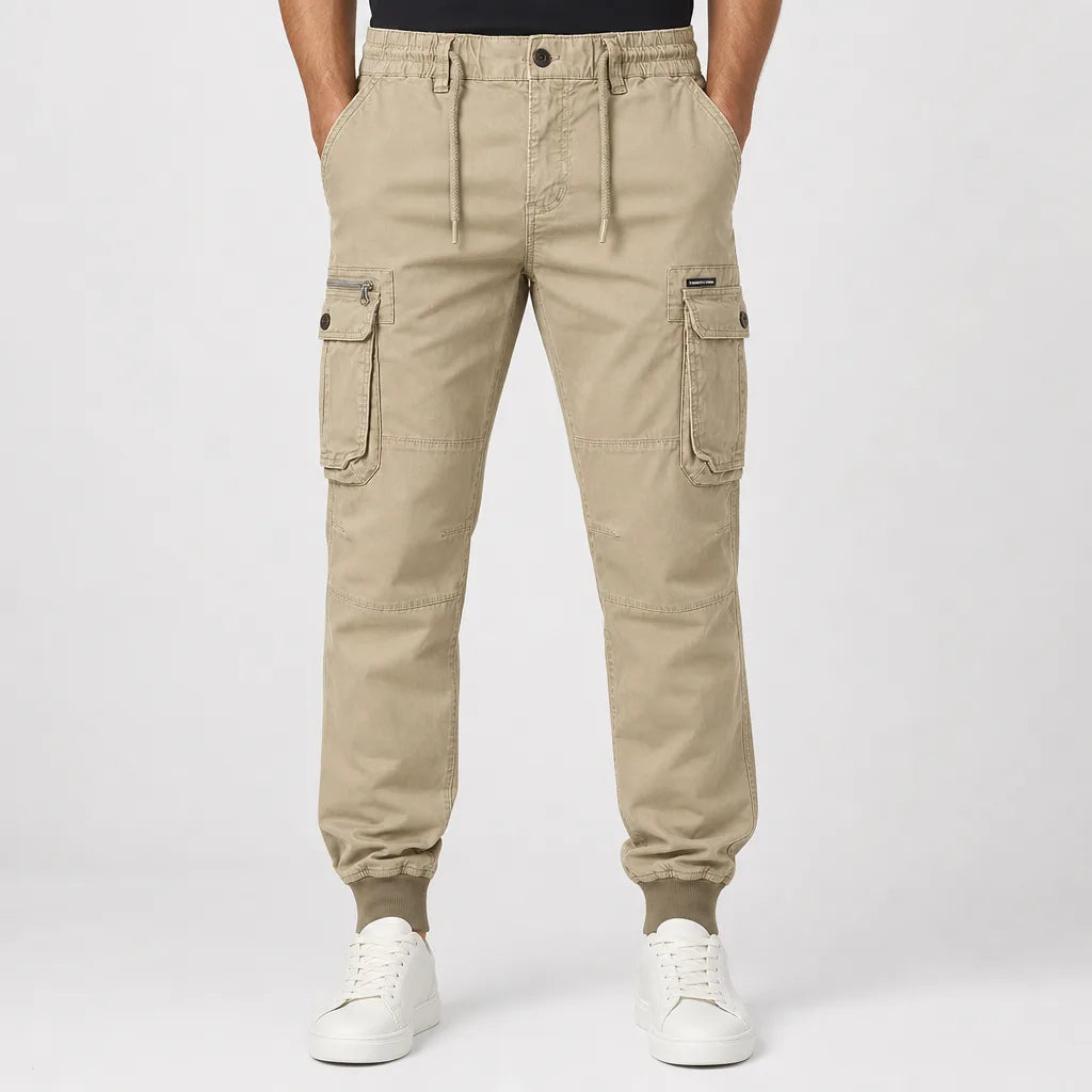 Men’s Cotton Cargo Joggers with Tapered Leg