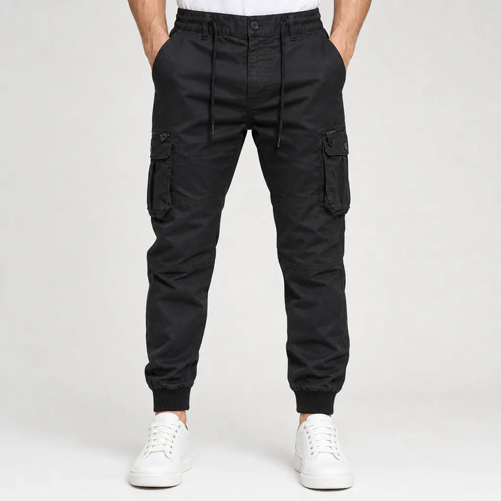 Men’s Cotton Cargo Joggers with Tapered Leg