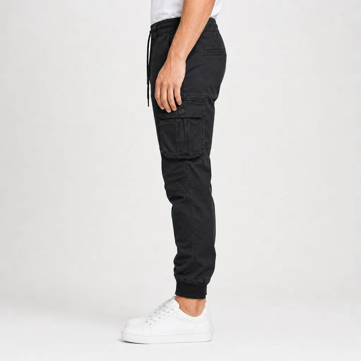 Men’s Cotton Cargo Joggers with Tapered Leg
